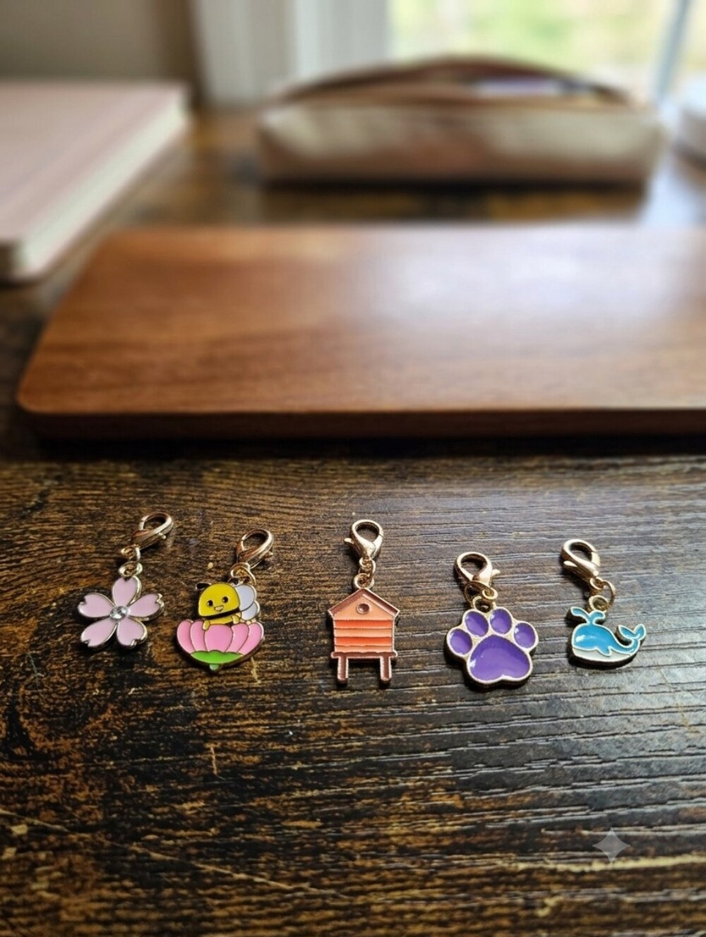 Small Pets Enamel Charm Set - Pink, Purple, Blue, Yellow, Peach
